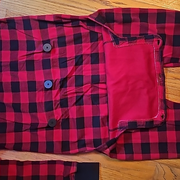 Lazy One pajamas size M flapjack butt flap Bear Cheeks red buffalo print - Picture 9 of 11